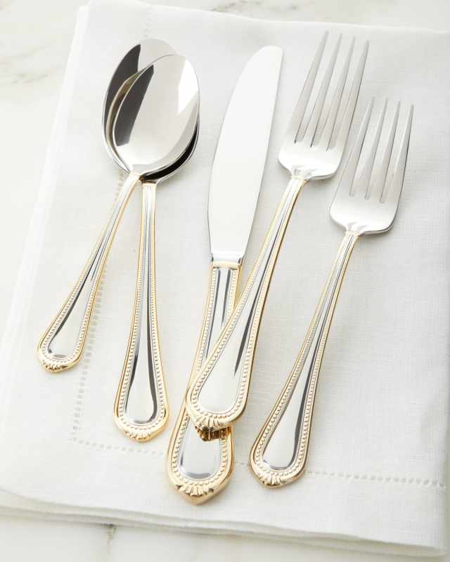 65-Piece Gold Regent Bead Flatware Service